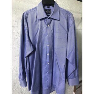 Savile Row Men's Blue Cotton Polyester Dress Shirt 17 x 34/35